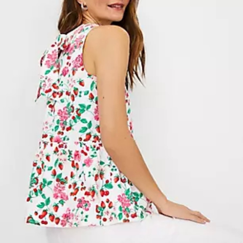 Ann Taylor Floral Sleeveless Top - Pink and Green